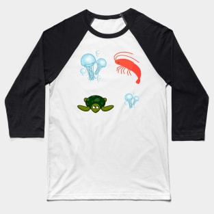 Cute Sea Animal Sticker Pack Baseball T-Shirt